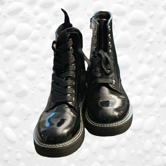 DUNE London Patent Black Combat Boot NWOT 8.5M - Picture 3 of 10